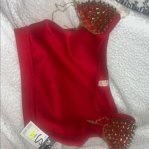 Red Studded Women's Top